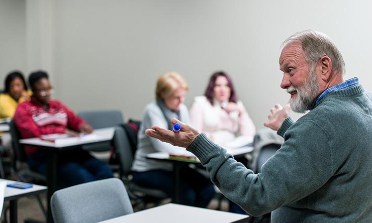 Professor in front of class