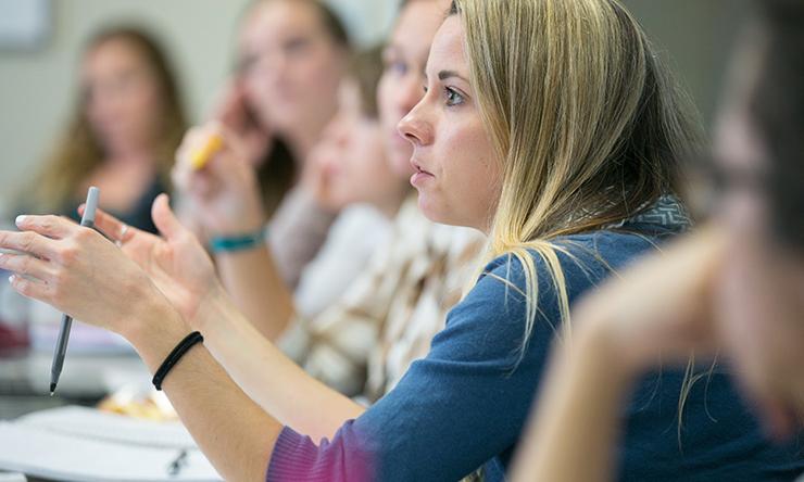 Photo of a MSW student in class